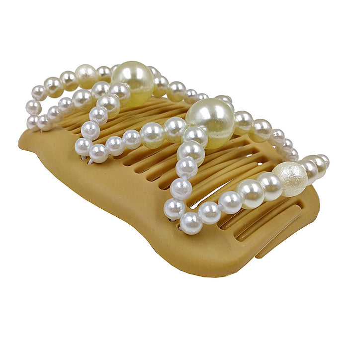 Wholesale Resin Double Row Inserting Comb Pearl Hair Clip JDC-HC-Chund006