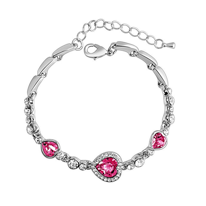 Wholesale Bracelet Alloy Love Heart Peach Heart Crystal Diamonds JDC-BT-SLZ008