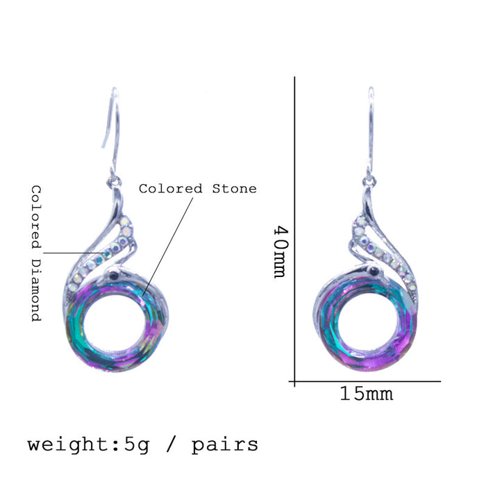 Wholesale alloy earrings colorful crystal phoenix ethnic wind Phoenix MOQ≥2 JDC-ES-qiuse007