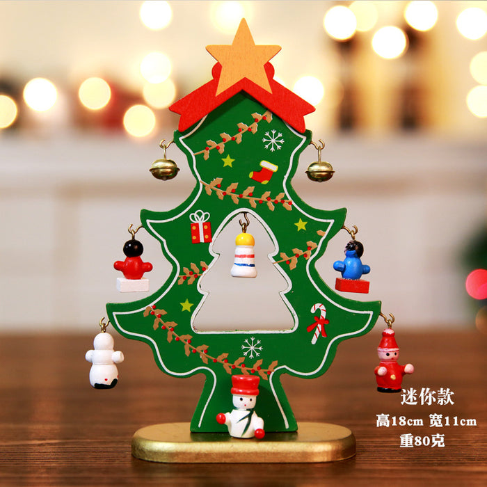 Decoración al por mayor Decorativa Monolítica Madera Pequeña Mini Árbol de Navidad JDC-DCN-Qinb004
