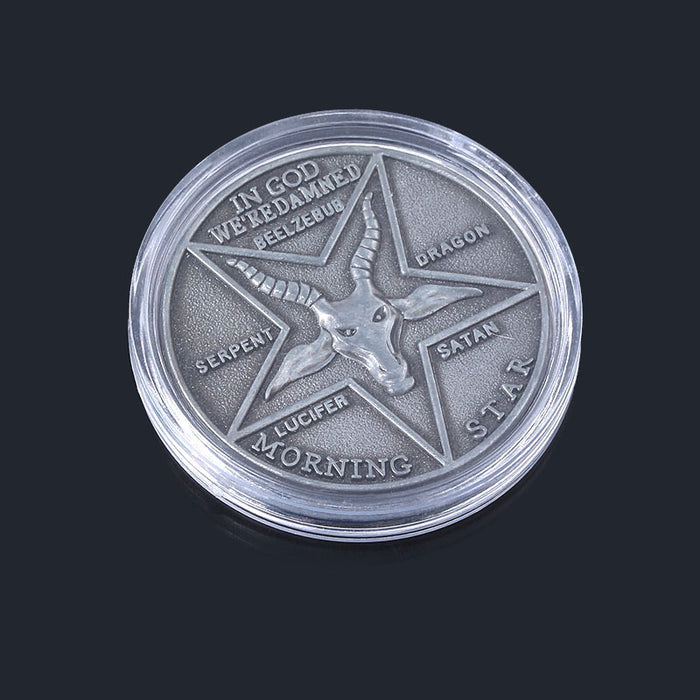Moneda conmemorativa al por mayor aleación de zinc Lucifer Morning Star Satan Pentecostés Monina JDC-CC-MM001