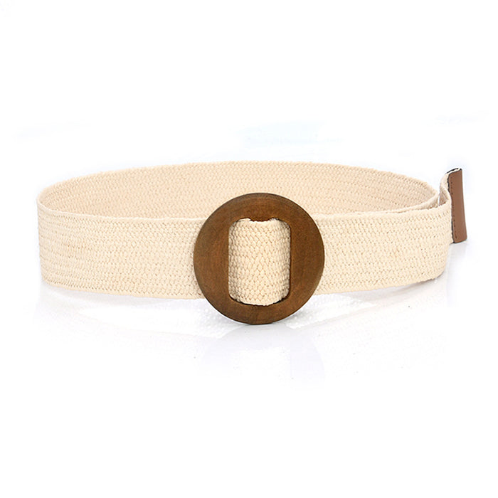 Wholesale Wooden Buckle Girdle Boho Linen Woven Belt MOQ≥2 JDC-WB-SBT001