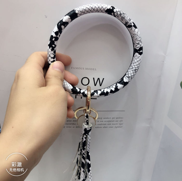 Wholesale Lychee Leopard Snake Leather Wristlet Keychain MOQ≥6 JDC-KC-CaiC002