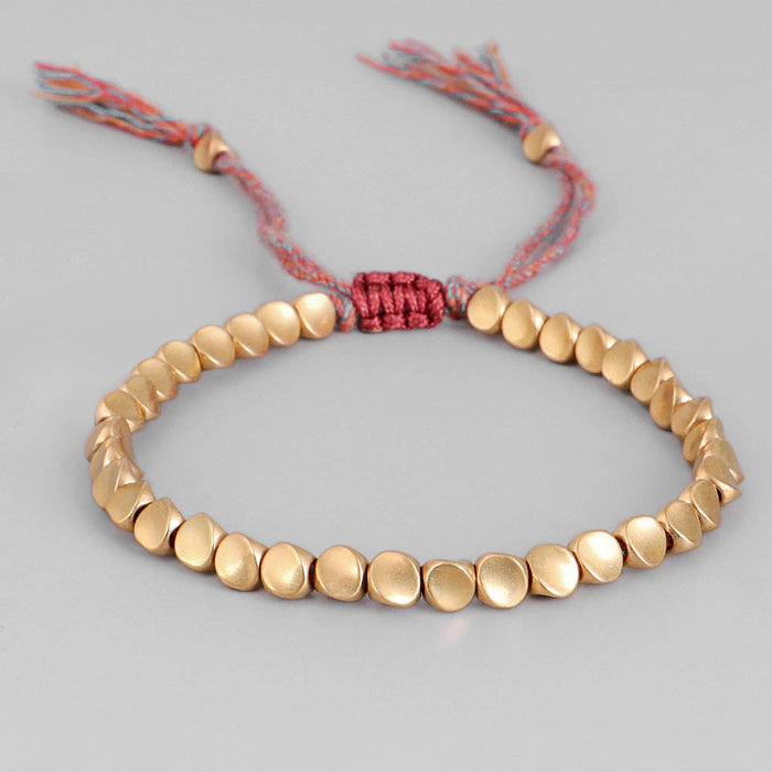 Wholesale Bracelet Copper Beads Tassel Hand Braided Pull Hand Rope MOQ≥3 JDC-BT-QiuX029