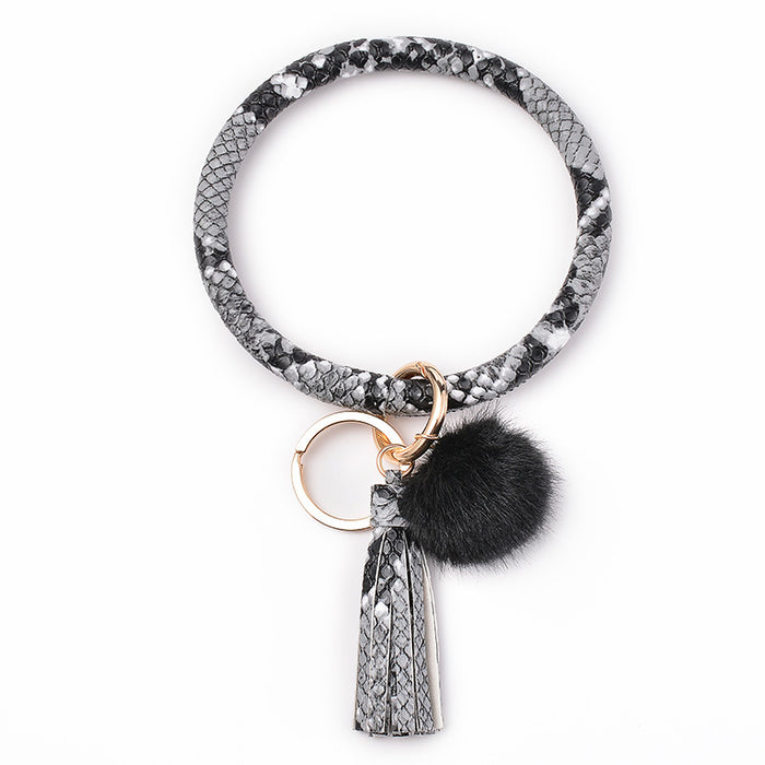 Wholesale Plush PU Leather Keychain Bracelet JDC-KC-DuoY001