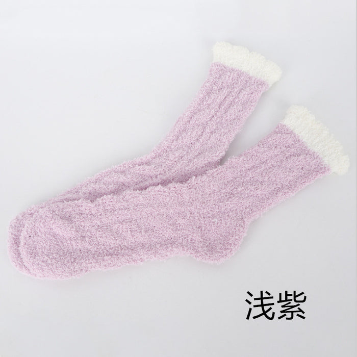 Wholesale Fuzzy Socks Coral Fleece Autumn Winter Thick Sleeping Socks JDC-SK-XiaoZ001