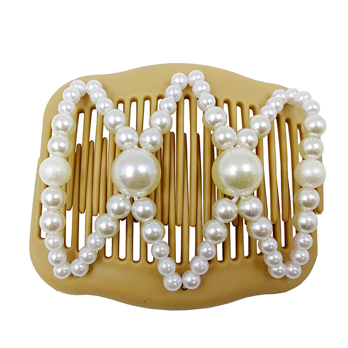 Wholesale Resin Double Row Inserting Comb Pearl Hair Clip JDC-HC-Chund006