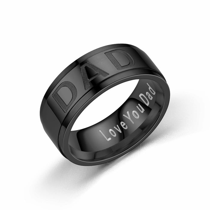 Wholesale DAD Stainless Steel Frosted Father's Day Ring JDC-RS-DingC017