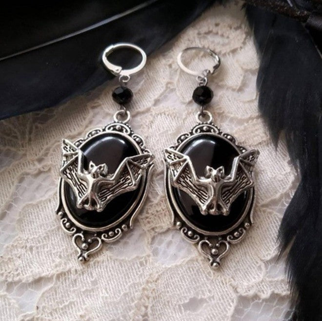 Wholesale Necklace Alloy Halloween Bat Black Jewel Earrings Ring Jewelry Set JDC-NE-SaiP036