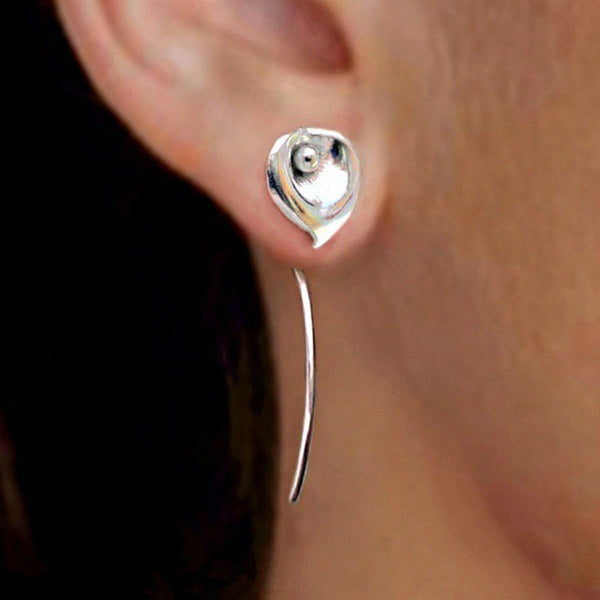 Wholesale Earrings Silver Long Heart Daisy Sunflower JDC-ES-MingC001