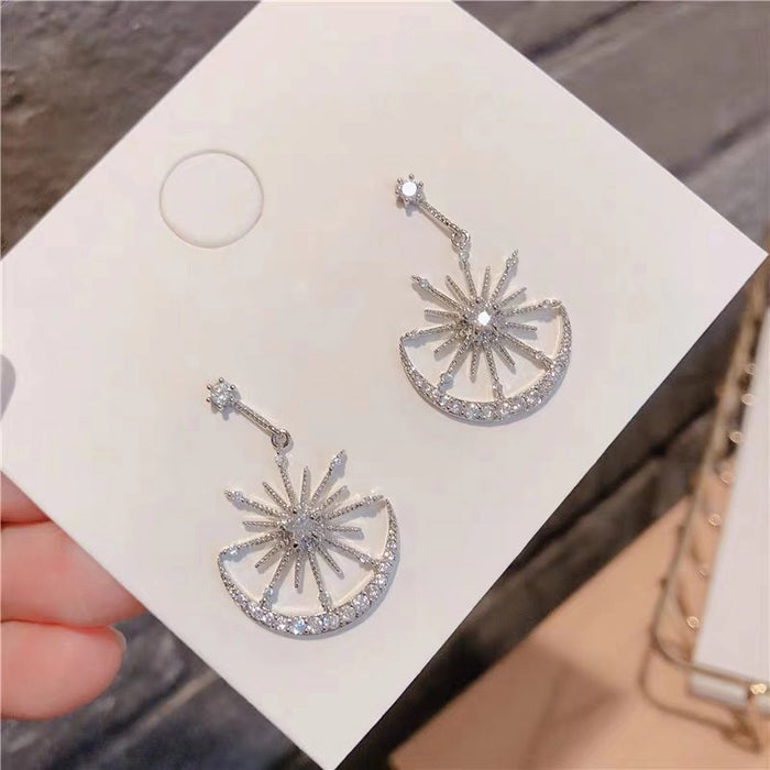 Wholesale Earrings Alloy Full Diamond Stars and Moon MOQ≥2 JDC-ES-YiCe007