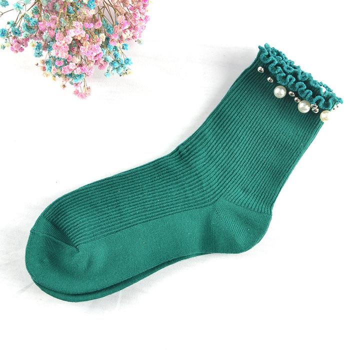 Wholesale Socks Cotton Trimmed Pearl Socks JDC-SK-LiSheng004