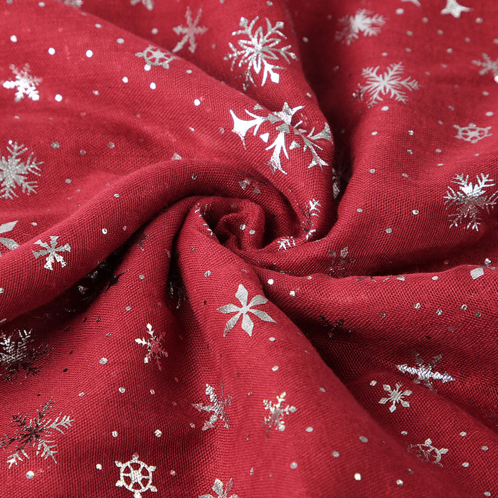 Wholesale Scarf Polyester Christmas Snowflake Ironing Silver Dot Shawl MOQ≥2 JDC-SF-Yuanb001