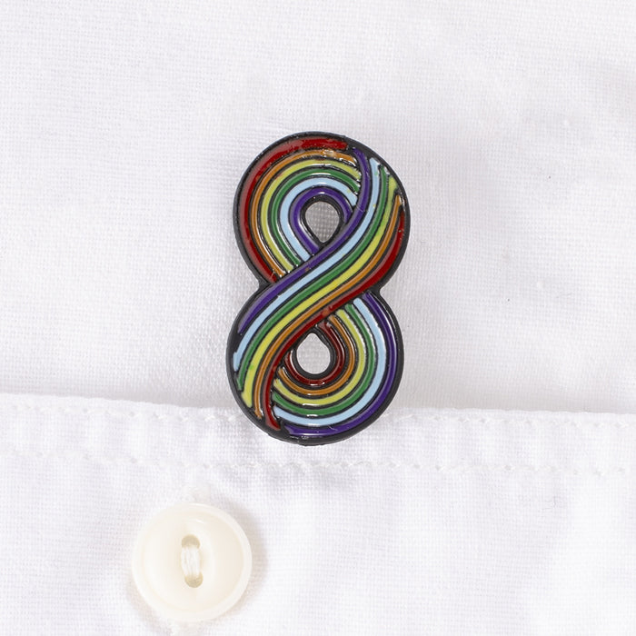 Wholesale Gay Clothing Collar Pin Simple LGBT Rainbow Color 8 Character Brooch JDC-BC-ZhuL001