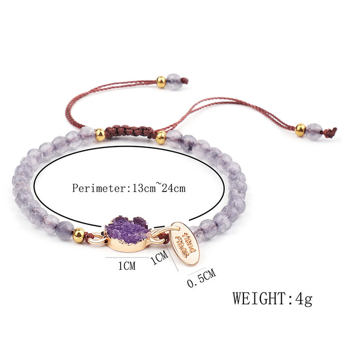Wholesale Bracelet Stone Faceted Pink Hand Woven MOQ≥3 JDC-BT-QiuX030
