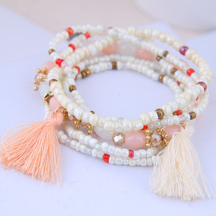 Wholesale Boho Ethnic Mix and Match Rice Beads Multilayer Bracelet JDC-BT-WY139