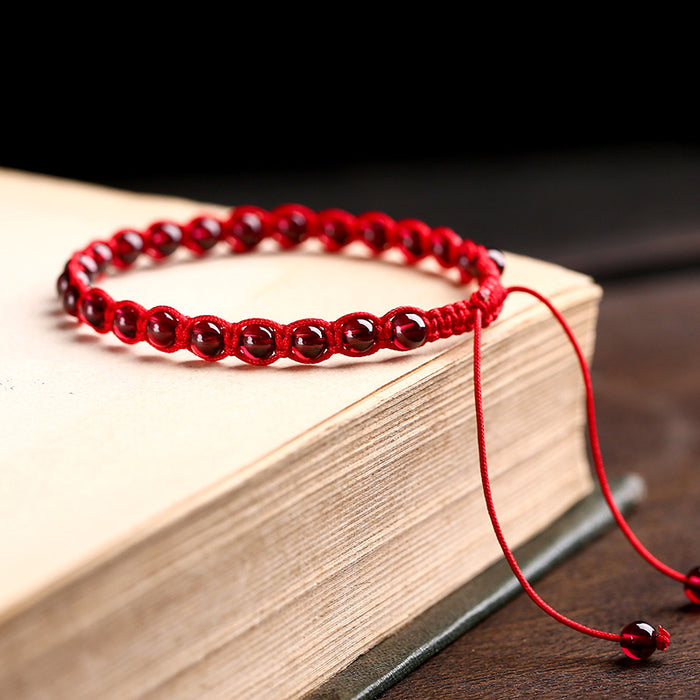 Wholesale Bracelet Natural Garnet Hand Woven Red String JDC-BT-QingR002