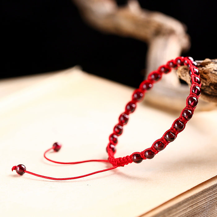 Wholesale Bracelet Natural Garnet Hand Woven Red String JDC-BT-QingR002