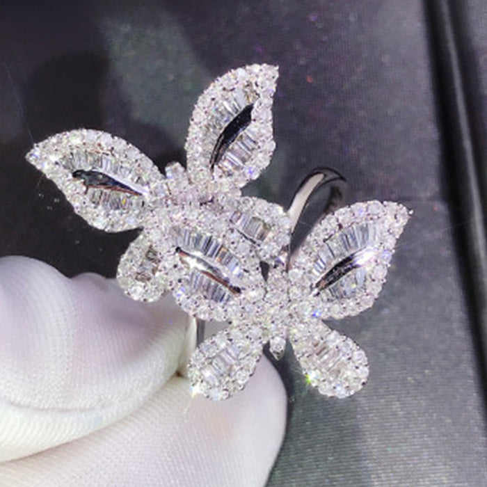 Wholesale Big Butterfly Zircon Alloy Rings JDC-RS-ChenR049
