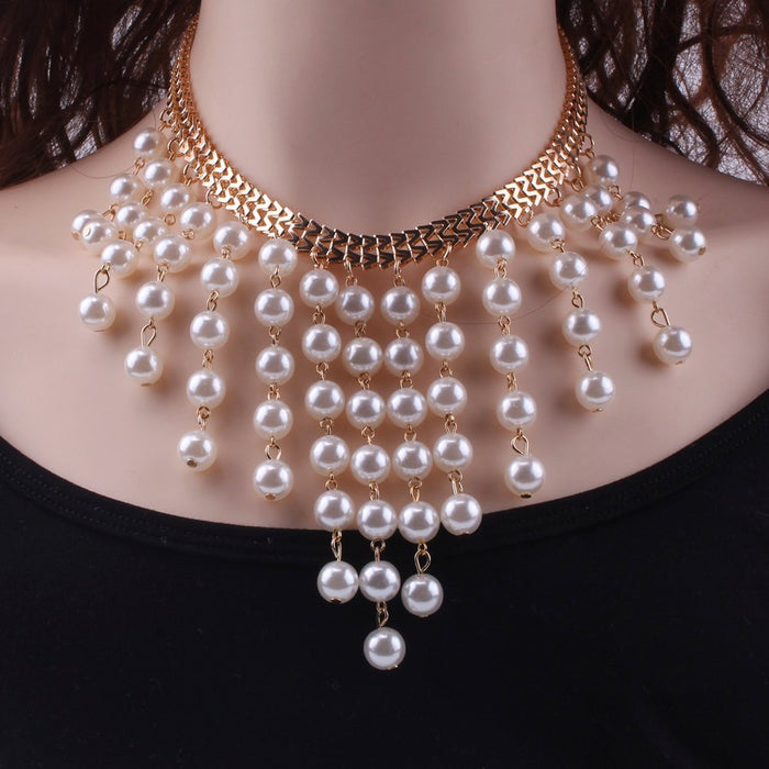 Wholesale Necklace Pearl Multilayer Pearl Sweater Chain MOQ≥2 JDC-NE-LEIL002