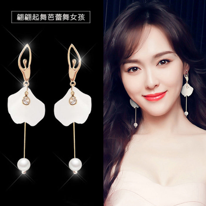 Wholesale Earrings Alloy Silver Needle Ballerina Long MOQ≥2 JDC-ES-YiCe006