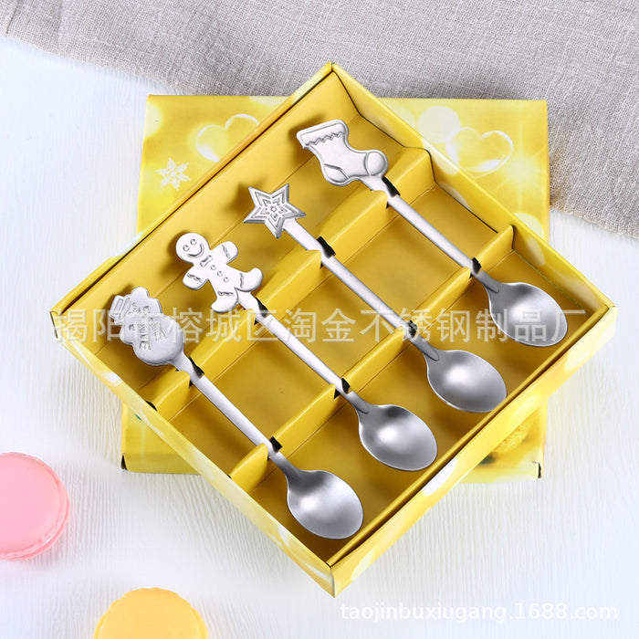 Wholesale Christmas Cartoon Titanium Plated Spoon Cutlery Set JDC-SN-TaoJ001