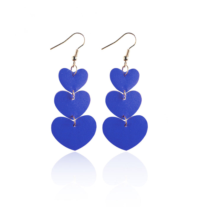 Wholesale Earrings Leather 3 Layer Hearts MOQ≥2 JDC-ES-tianpi015