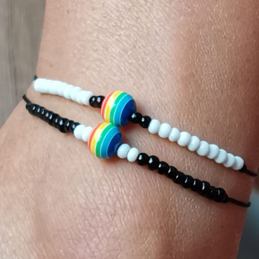 Jewelry WholesaleWholesale same sex rainbow anklet rice bead braided couple anklet MOQ≥2 JDC-AS-HaoL002 Anklets 豪灵 %variant_option1% %variant_option2% %variant_option3%  Factory Price JoyasDeChina Joyas De China
