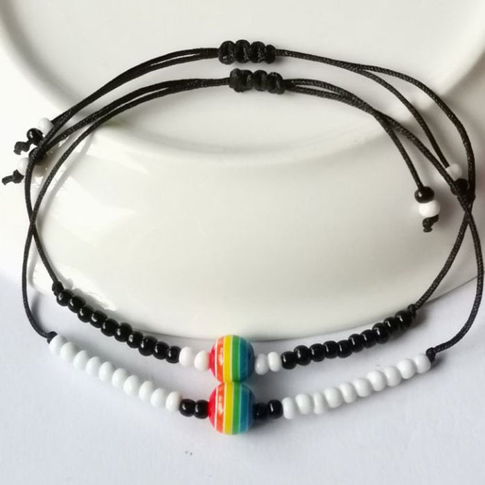 Jewelry WholesaleWholesale same sex rainbow anklet rice bead braided couple anklet MOQ≥2 JDC-AS-HaoL002 Anklets 豪灵 %variant_option1% %variant_option2% %variant_option3%  Factory Price JoyasDeChina Joyas De China