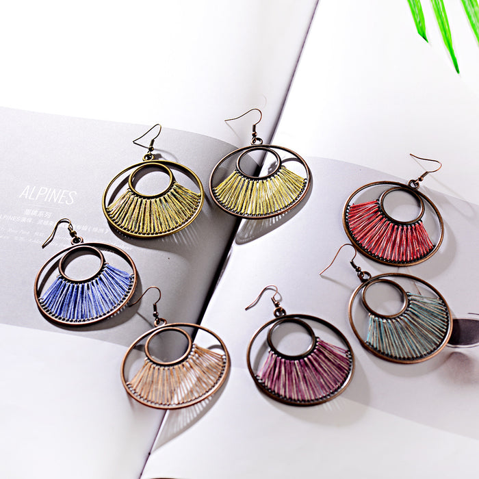 Wholesale earrings alloy handmade gold wire winding MOQ≥2 JDC-ES-DuoW012