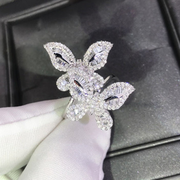 Wholesale Big Butterfly Zircon Alloy Rings JDC-RS-ChenR049