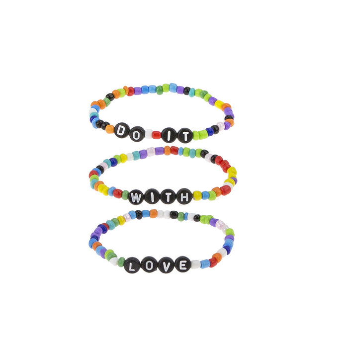Wholesale Bracelet Alloy Creative Mixed Color Bead Letters Stretch Bracelet MOQ≥2 JDC-BT-NanH009