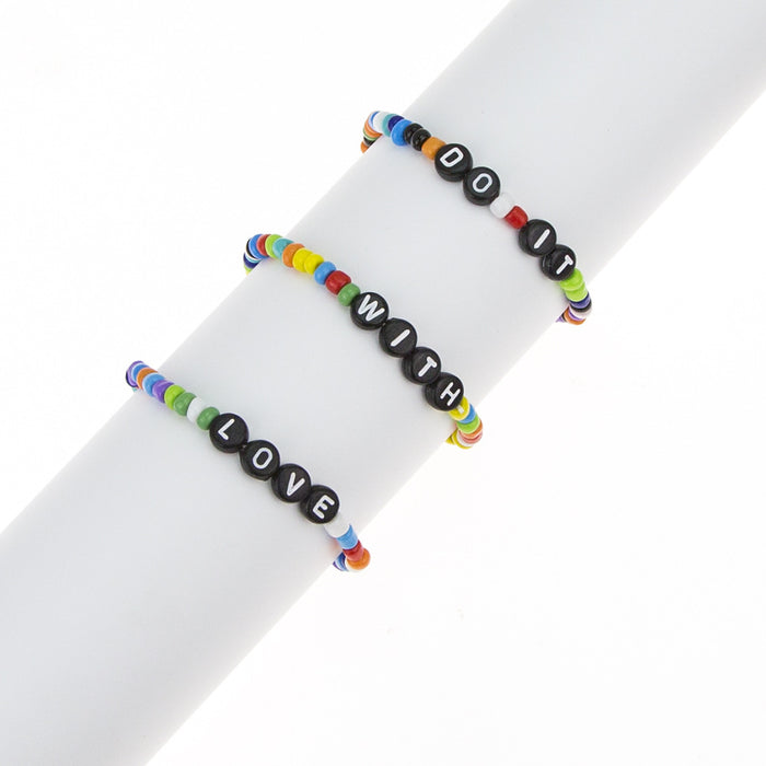 Aleación de brazalete al por mayor Creative Color Mixed Bead Letters Stretch Bracelet Moq≥2 JDC-BT-NANH009