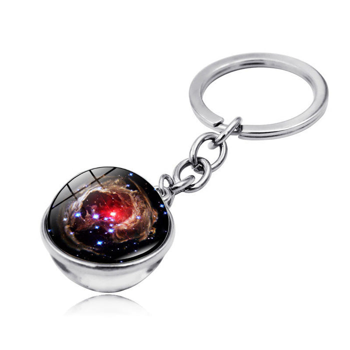 Keychains al por mayor para mochilas Galaxy Planet Planet Zinc Aloy Glass Keychain JDC-KC-HENGX005