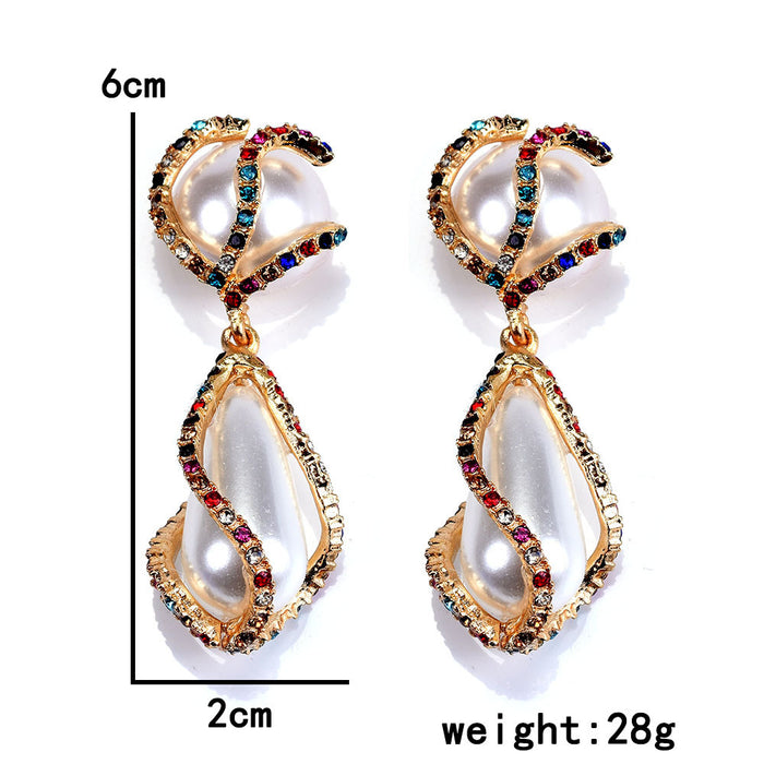 Jewelry WholesaleWholesale baroque pearl drop diamond long earrings JDC-ES-QLan003 Earrings 千岚 %variant_option1% %variant_option2% %variant_option3%  Factory Price JoyasDeChina Joyas De China