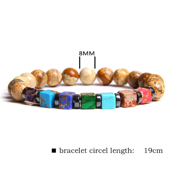 Wholesale Natural Stone Beads Square Emperor Stone Charm Men's Bracelet JDC-BT-YinY014