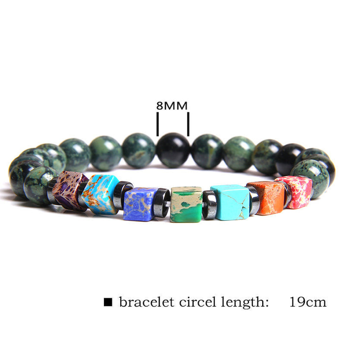 Wholesale Natural Stone Beads Square Emperor Stone Charm Men's Bracelet JDC-BT-YinY014
