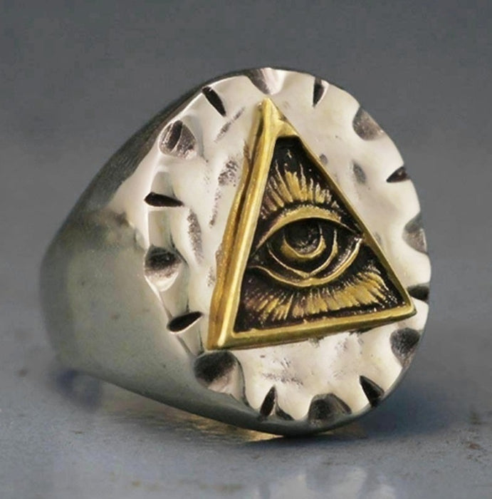 Wholesale Rings Alloy Triangle Eye of God MOQ≥3 JDC-RS-HaiY001