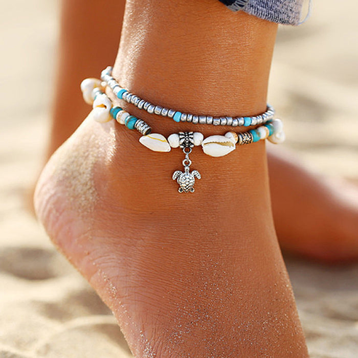 Wholesale Shell Woven Cute Turtle Anklet Accessories MOQ≥2 JDC-AS-GSHR009