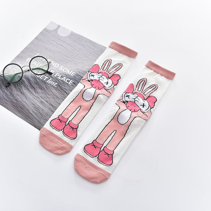 Patrón de dibujos animados de primavera y verano al por mayor calcetines rectos de personalidad lindas calcetines de moda jdc-sk-cyu015