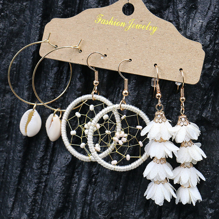 Wholesale Earrings Shell Dreamcatcher Flowers MOQ≥2 JDC-ES-HH033