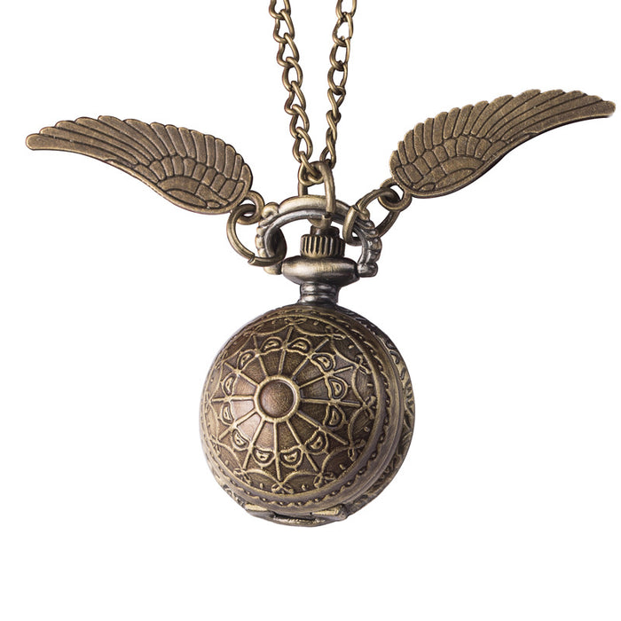 Wholesale Golden Snitch Wings Vintage Bronze Small Pocket Watch MOQ≥2 JDC-PWT-YiLin002