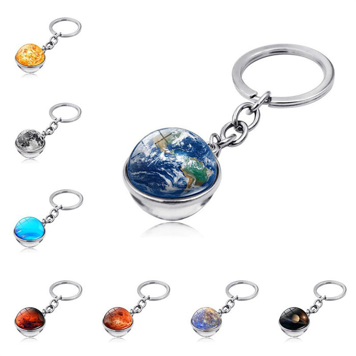 Keychains al por mayor para mochilas Galaxy Planet Planet Zinc Aloy Glass Keychain JDC-KC-HENGX005