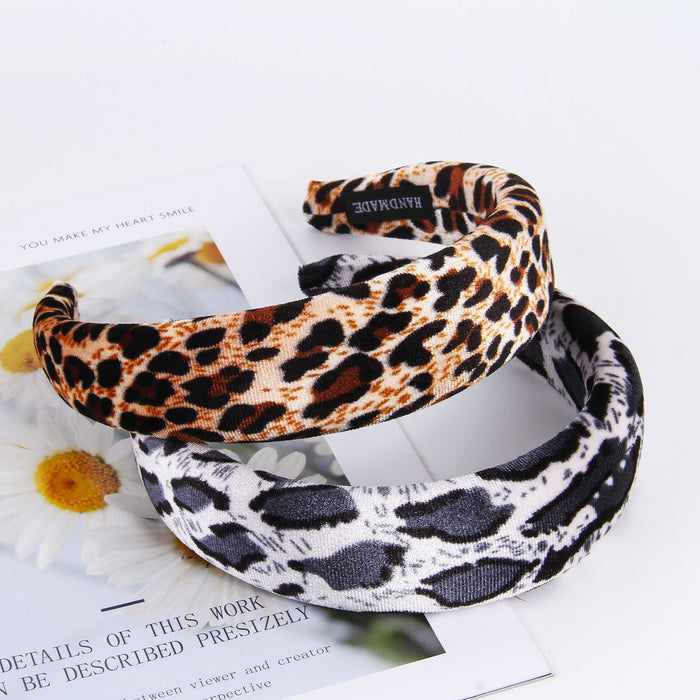Jewelry WholesaleWholesale Leopard Print Headband Headband Fashion Gold Velvet Wide Brim JDC-HD-Baxuan001 Headband 芭炫 %variant_option1% %variant_option2% %variant_option3%  Factory Price JoyasDeChina Joyas De China