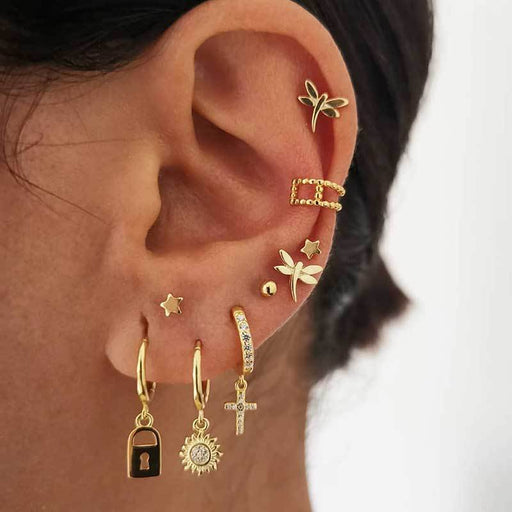 Jewelry WholesaleWholesale Gold Plated Cross Crystal Stud Earrings Set MOQ≥3 JDS-ES-GSYS006 Earrings 伊尚 %variant_option1% %variant_option2% %variant_option3%  Factory Price JoyasDeChina Joyas De China