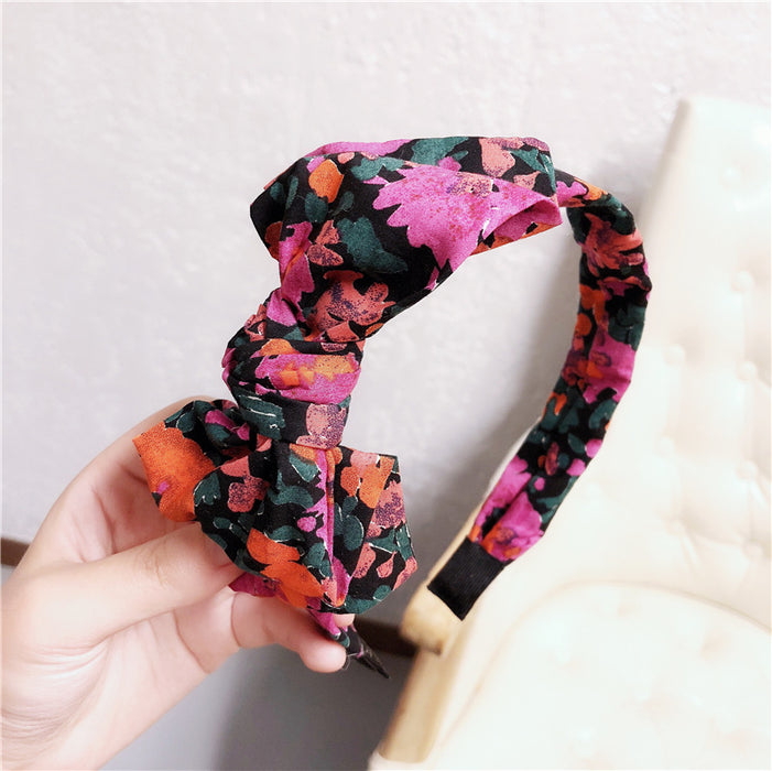 Wholesale Headband cloth ink floral bow headband JDC-HD-TianRui002
