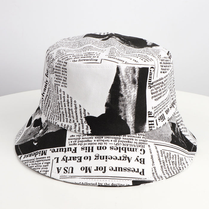 Wholesale old newspaper pattern pot hat big brim sunshade hatJDC-FH-LLan005