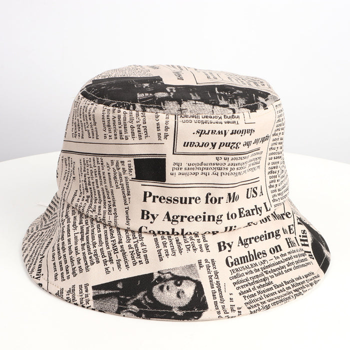 Wholesale old newspaper pattern pot hat big brim sunshade hatJDC-FH-LLan005