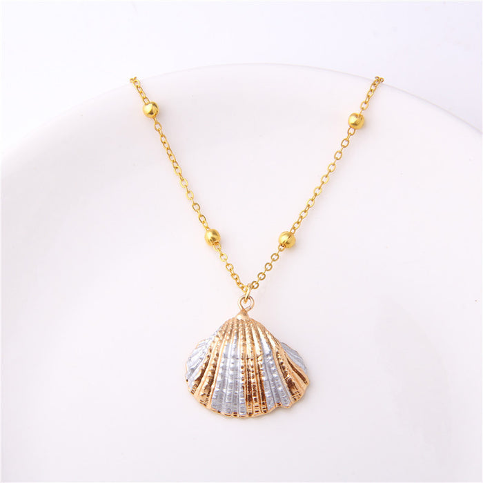 Wholesale Necklace Alloy Plating Gold Edge Shell Conch MOQ≥2 JDC-NE-LangY002