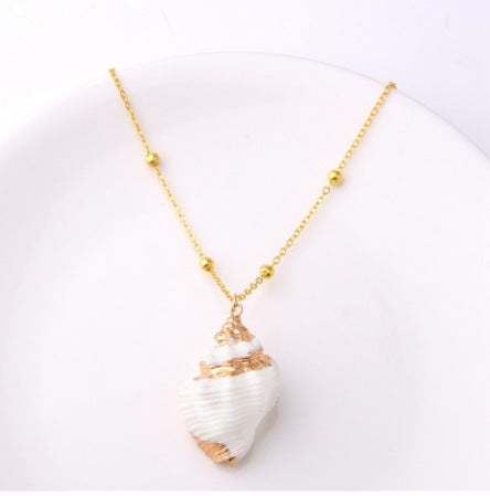 Wholesale Necklace Alloy Plating Gold Edge Shell Conch MOQ≥2 JDC-NE-LangY002